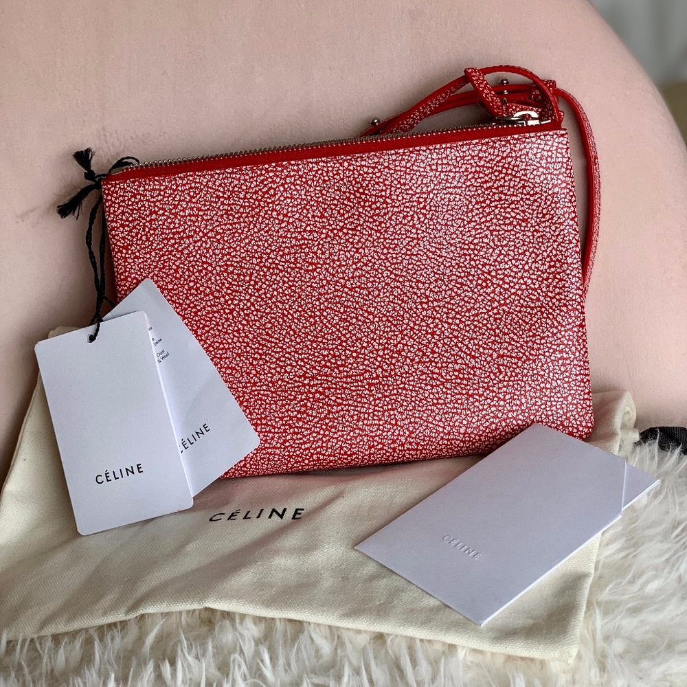 AUTHENTIC CÉLINE TRIO RED/WHITE HANDBAG!